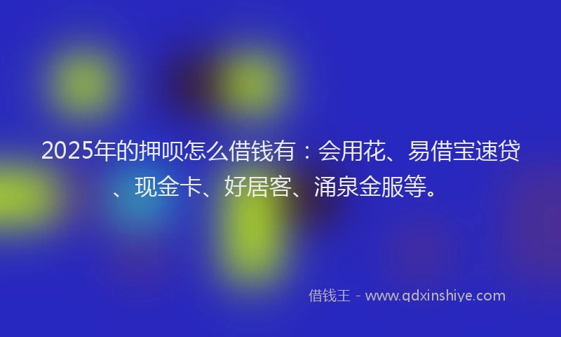 2025年的押呗怎么借钱有：会用花、易借宝速贷、现金卡、好居客、涌泉金服等。