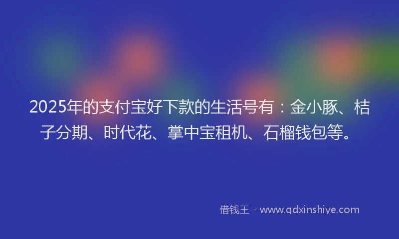 2025年的支付宝好下款的生活号有：金小豚、桔子分期、时代花、掌中宝租机、石榴钱包等。