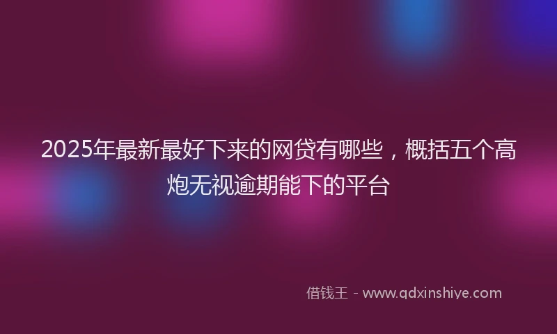 2025年最新最好下来的网贷有哪些，概括五个高炮无视逾期能下的平台