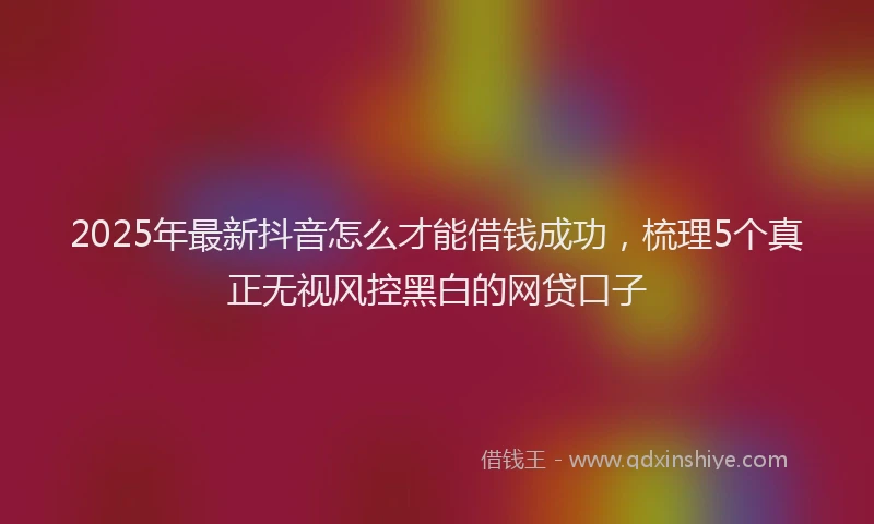 2025年最新抖音怎么才能借钱成功，梳理5个真正无视风控黑白的网贷口子