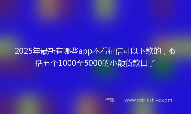2025年最新有哪些app不看征信可以下款的，概括五个1000至5000的小额贷款口子