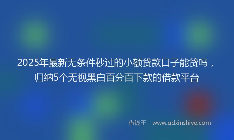 2025年最新无条件秒过的小额贷款口子能贷吗，归纳5个无视黑白百分百下款的借款平台