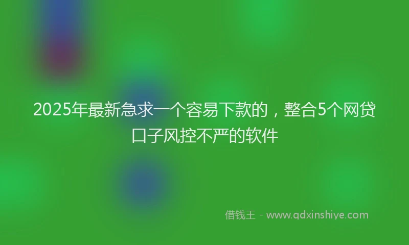 2025年最新急求一个容易下款的，整合5个网贷口子风控不严的软件