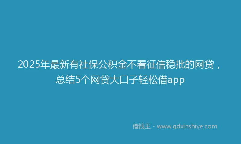 2025年最新有社保公积金不看征信稳批的网贷，总结5个网贷大口子轻松借app