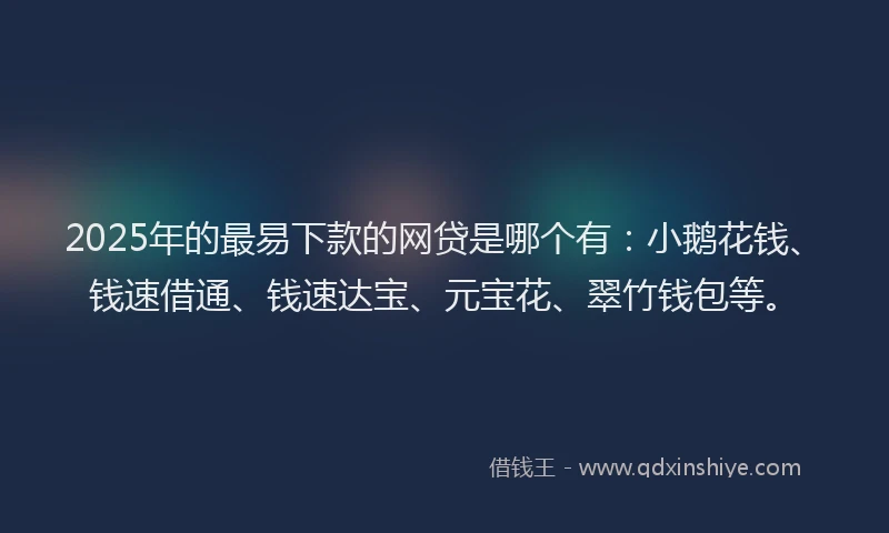 2025年的最易下款的网贷是哪个有：小鹅花钱、钱速借通、钱速达宝、元宝花、翠竹钱包等。