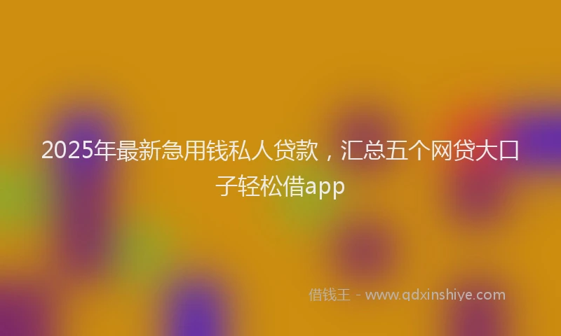 2025年最新急用钱私人贷款，汇总五个网贷大口子轻松借app