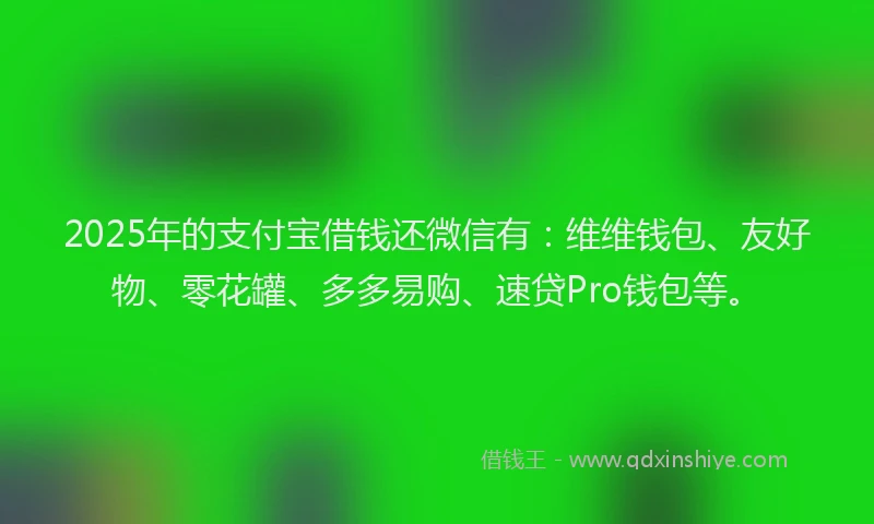2025年的支付宝借钱还微信有：维维钱包、友好物、零花罐、多多易购、速贷Pro钱包等。