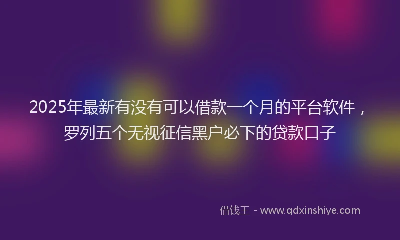 2025年最新有没有可以借款一个月的平台软件，罗列五个无视征信黑户必下的贷款口子
