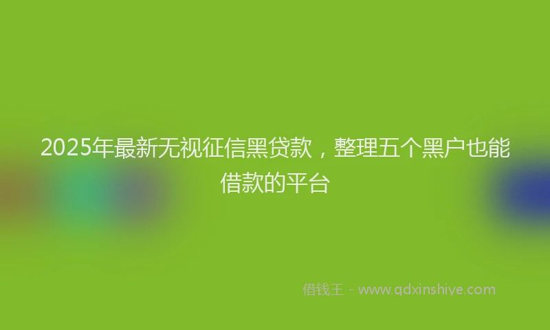 2025年最新无视征信黑贷款，整理五个黑户也能借款的平台