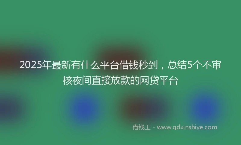 2025年最新有什么平台借钱秒到，总结5个不审核夜间直接放款的网贷平台