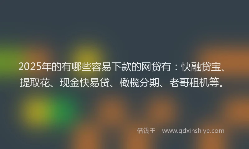 2025年的有哪些容易下款的网贷有：快融贷宝、提取花、现金快易贷、橄榄分期、老哥租机等。