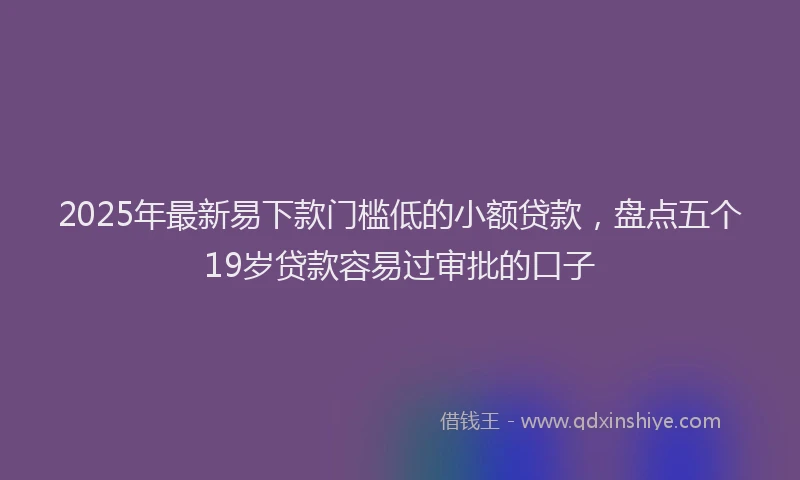 2025年最新易下款门槛低的小额贷款，盘点五个19岁贷款容易过审批的口子