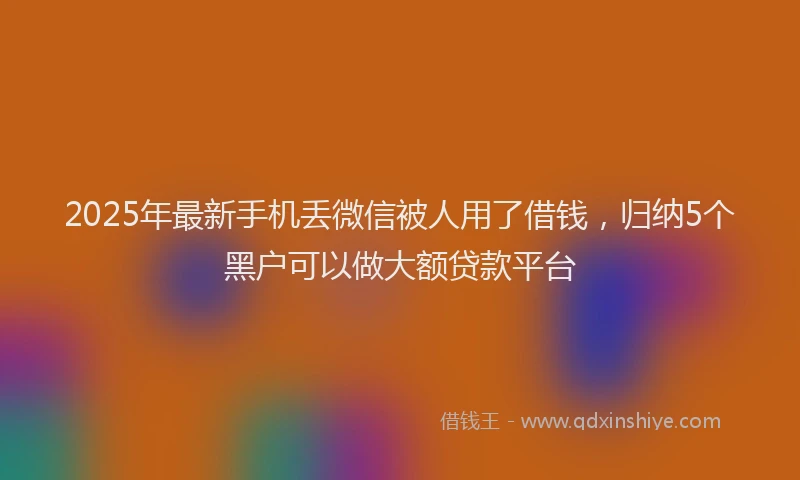 2025年最新手机丢微信被人用了借钱，归纳5个黑户可以做大额贷款平台