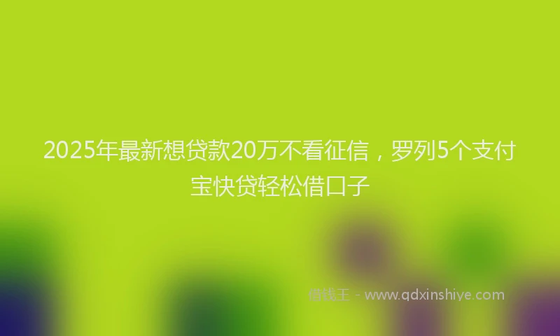 2025年最新想贷款20万不看征信，罗列5个支付宝快贷轻松借口子