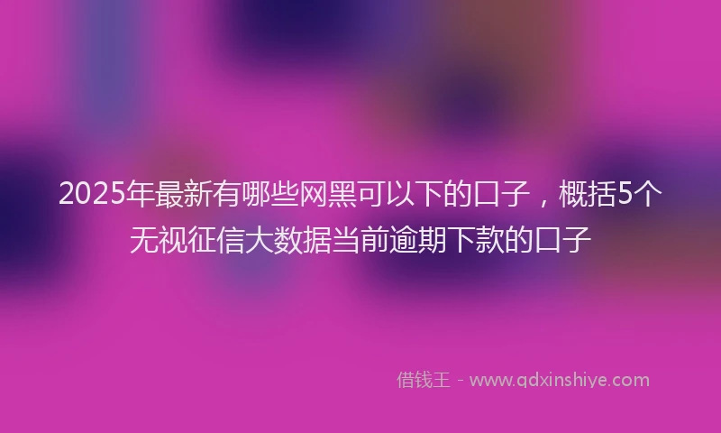 2025年最新有哪些网黑可以下的口子，概括5个无视征信大数据当前逾期下款的口子