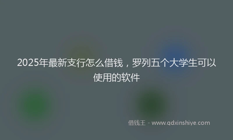 2025年最新支行怎么借钱,罗列五个大学生可以使用的软件