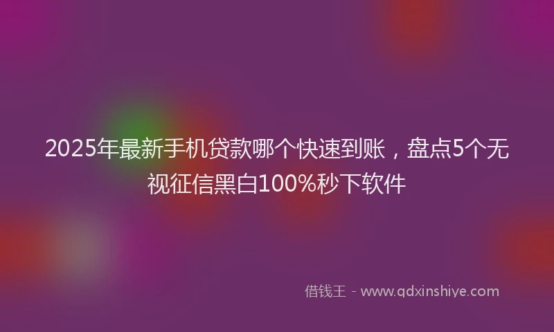 2025年最新手机贷款哪个快速到账，盘点5个无视征信黑白100%秒下软件