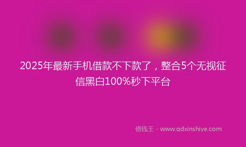 2025年最新手机借款不下款了，整合5个无视征信黑白100%秒下平台
