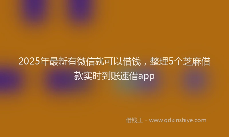 2025年最新有微信就可以借钱，整理5个芝麻借款实时到账速借app
