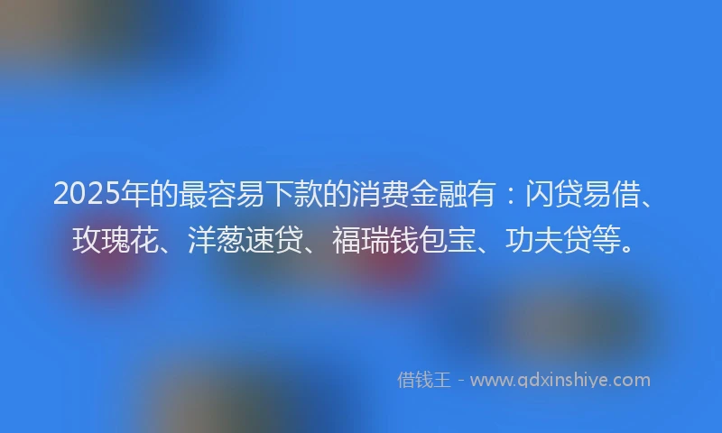 2025年的最容易下款的消费金融有：闪贷易借、玫瑰花、洋葱速贷、福瑞钱包宝、功夫贷等。