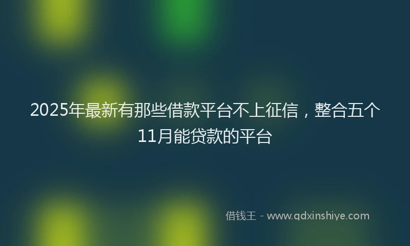 2025年最新有那些借款平台不上征信，整合五个11月能贷款的平台