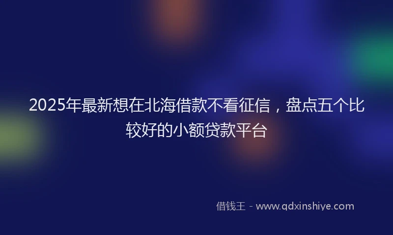 2025年最新想在北海借款不看征信，盘点五个比较好的小额贷款平台