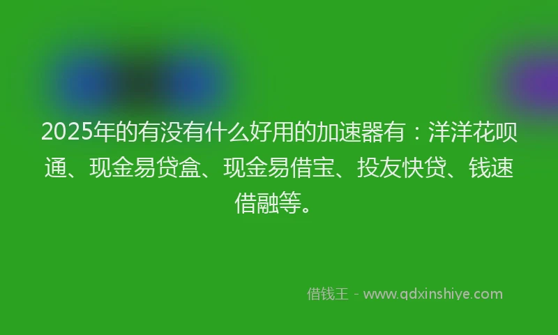 2025年的有没有什么好用的加速器有：洋洋花呗通、现金易贷盒、现金易借宝、投友快贷、钱速借融等。