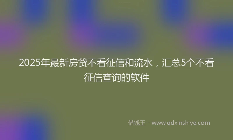 2025年最新房贷不看征信和流水，汇总5个不看征信查询的软件
