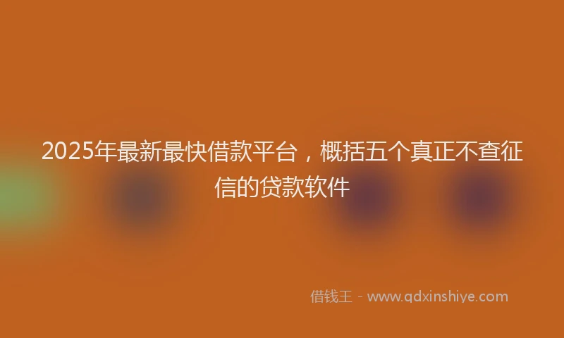 2025年最新最快借款平台，概括五个真正不查征信的贷款软件
