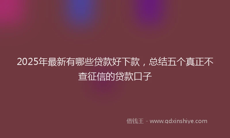 2025年最新有哪些贷款好下款，总结五个真正不查征信的贷款口子