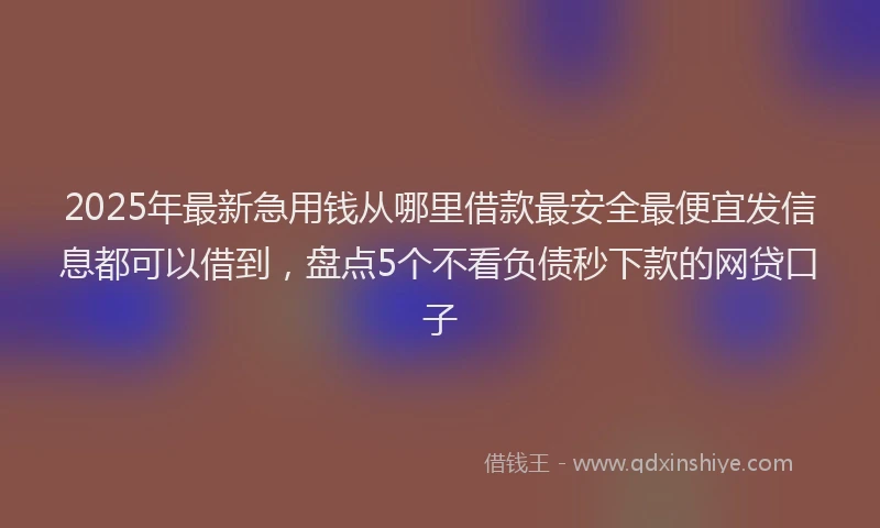 2025年最新急用钱从哪里借款最安全最便宜发信息都可以借到，盘点5个不看负债秒下款的网贷口子