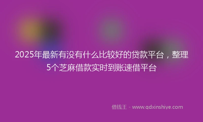 2025年最新有没有什么比较好的贷款平台，整理5个芝麻借款实时到账速借平台