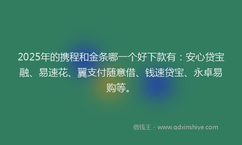 2025年的携程和金条哪一个好下款有：安心贷宝融、易速花、翼支付随意借、钱速贷宝、永卓易购等。