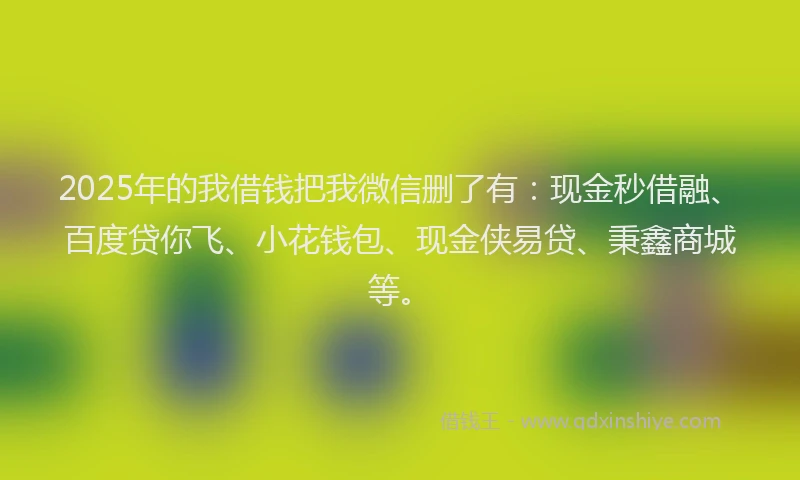 2025年的我借钱把我微信删了有：现金秒借融、百度贷你飞、小花钱包、现金侠易贷、秉鑫商城等。