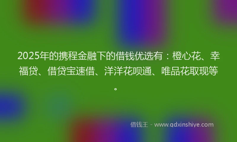 2025年的携程金融下的借钱优选有：橙心花、幸福贷、借贷宝速借、洋洋花呗通、唯品花取现等。