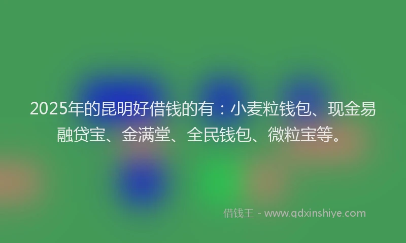 2025年的昆明好借钱的有：小麦粒钱包、现金易融贷宝、金满堂、全民钱包、微粒宝等。
