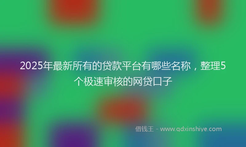 2025年最新所有的贷款平台有哪些名称，整理5个极速审核的网贷口子