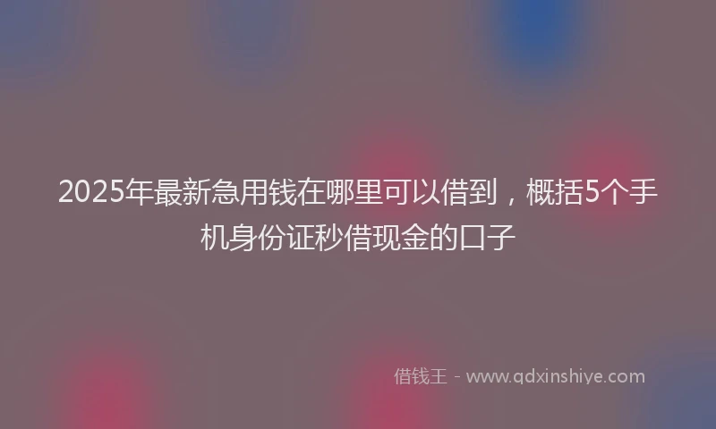 2025年最新急用钱在哪里可以借到，概括5个手机身份证秒借现金的口子