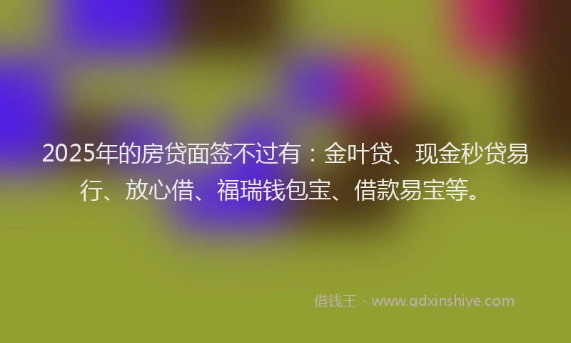 2025年的房贷面签不过有：金叶贷、现金秒贷易行、放心借、福瑞钱包宝、借款易宝等。