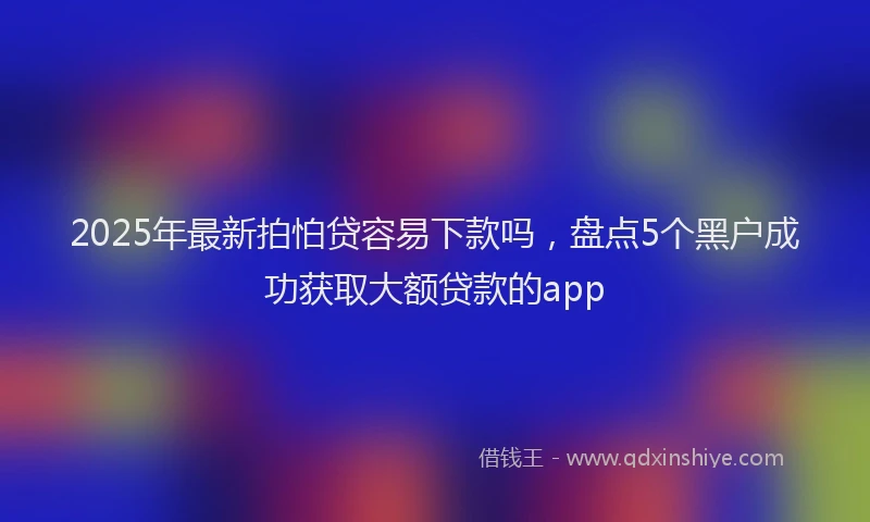 2025年最新拍怕贷容易下款吗，盘点5个黑户成功获取大额贷款的app