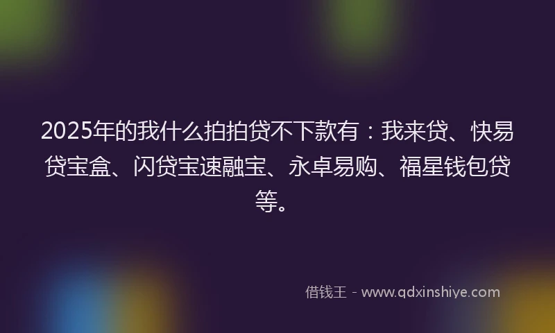 2025年的我什么拍拍贷不下款有：我来贷、快易贷宝盒、闪贷宝速融宝、永卓易购、福星钱包贷等。