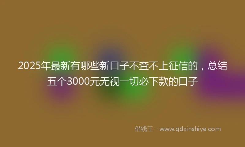 2025年最新有哪些新口子不查不上征信的，总结五个3000元无视一切必下款的口子