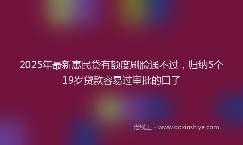 2025年最新惠民贷有额度刷脸通不过，归纳5个19岁贷款容易过审批的口子