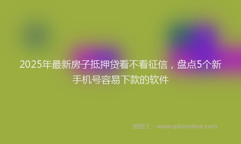 2025年最新房子抵押贷看不看征信，盘点5个新手机号容易下款的软件