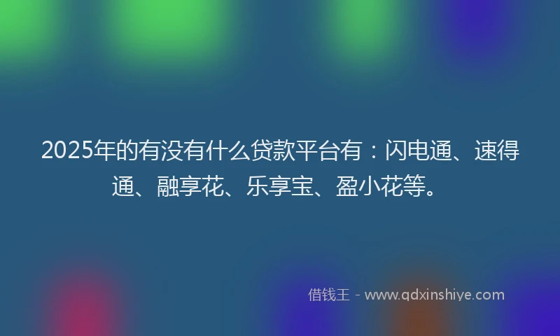 2025年的有没有什么贷款平台有：闪电通、速得通、融享花、乐享宝、盈小花等。