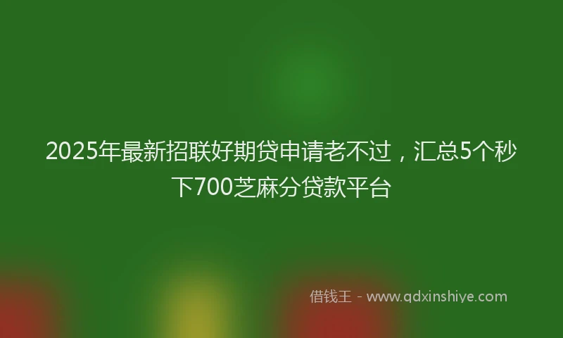 2025年最新招联好期贷申请老不过，汇总5个秒下700芝麻分贷款平台