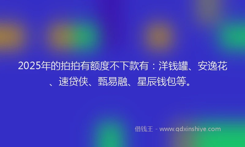 2025年的拍拍有额度不下款有：洋钱罐、安逸花、速贷侠、甄易融、星辰钱包等。
