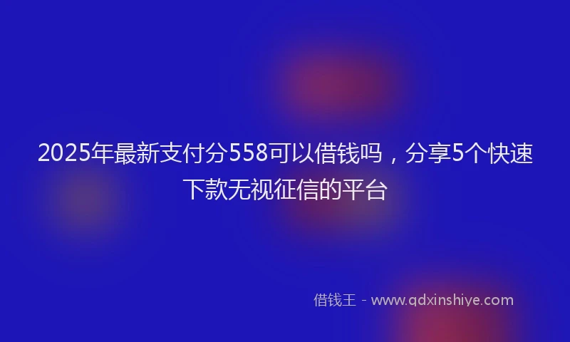2025年最新支付分558可以借钱吗，分享5个快速下款无视征信的平台