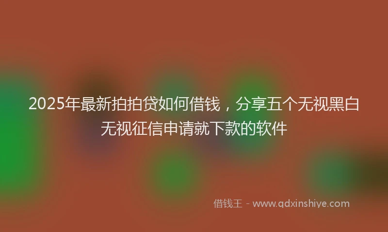 2025年最新拍拍贷如何借钱，分享五个无视黑白无视征信申请就下款的软件