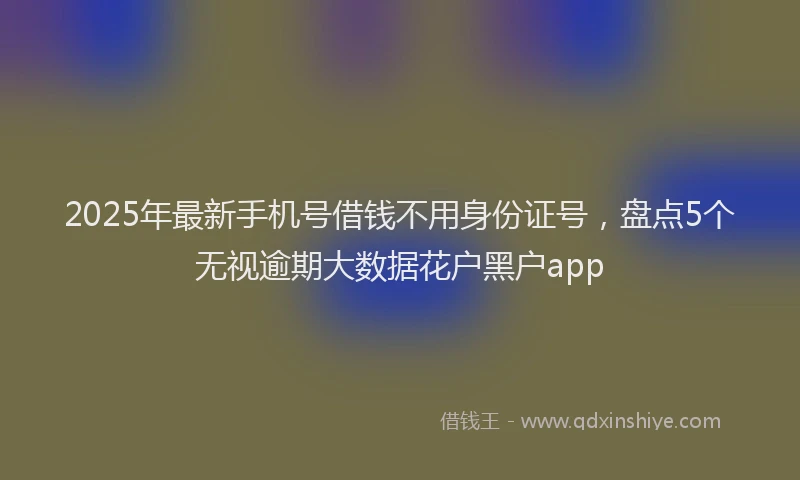 2025年最新手机号借钱不用身份证号，盘点5个无视逾期大数据花户黑户app